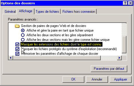 ici les extensions sont masques...